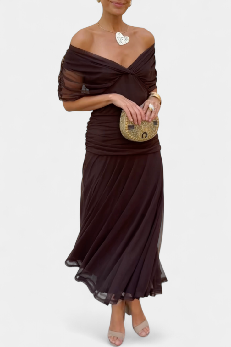 Alondra | Women's Floral V-Neck Maxi Dress, Long Pleated Waist Dress