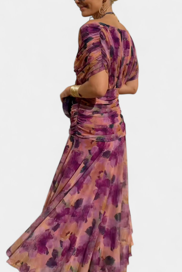 Lowenna | Women's Off-the-Shoulder Maxi Dress, Ruched Evening Party Dress