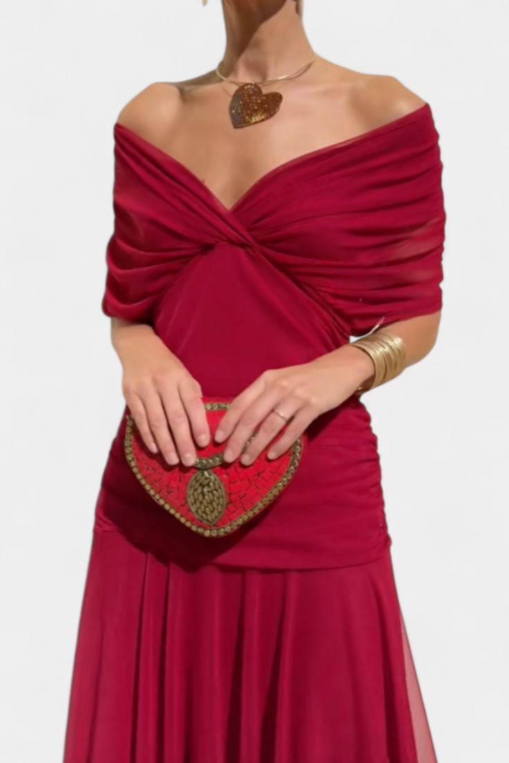 Alondra | Women's Floral V-Neck Maxi Dress, Long Pleated Waist Dress