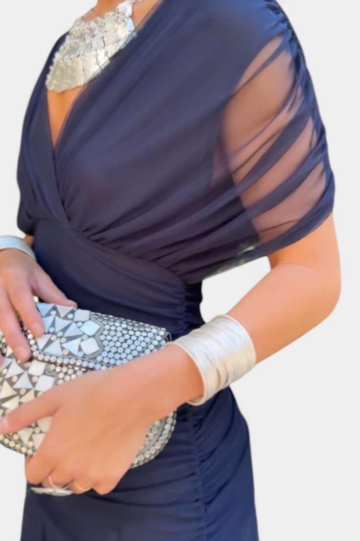 Lowenna | Women's Off-the-Shoulder Maxi Dress, Ruched Evening Party Dress
