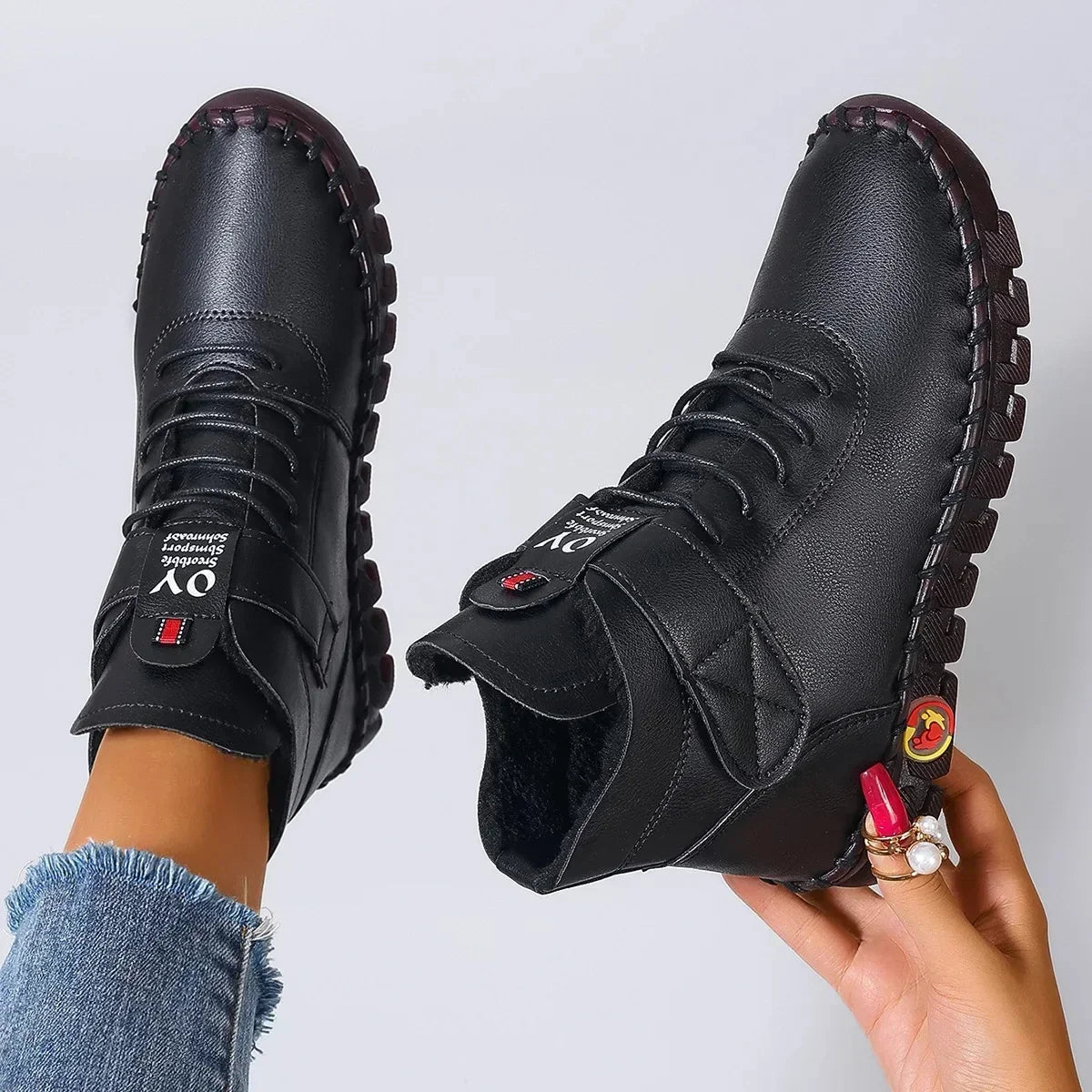 Vexia | Women's Fleece-Lined Winter Boots, Round Toe Soft Sole Boots for Casual Wear