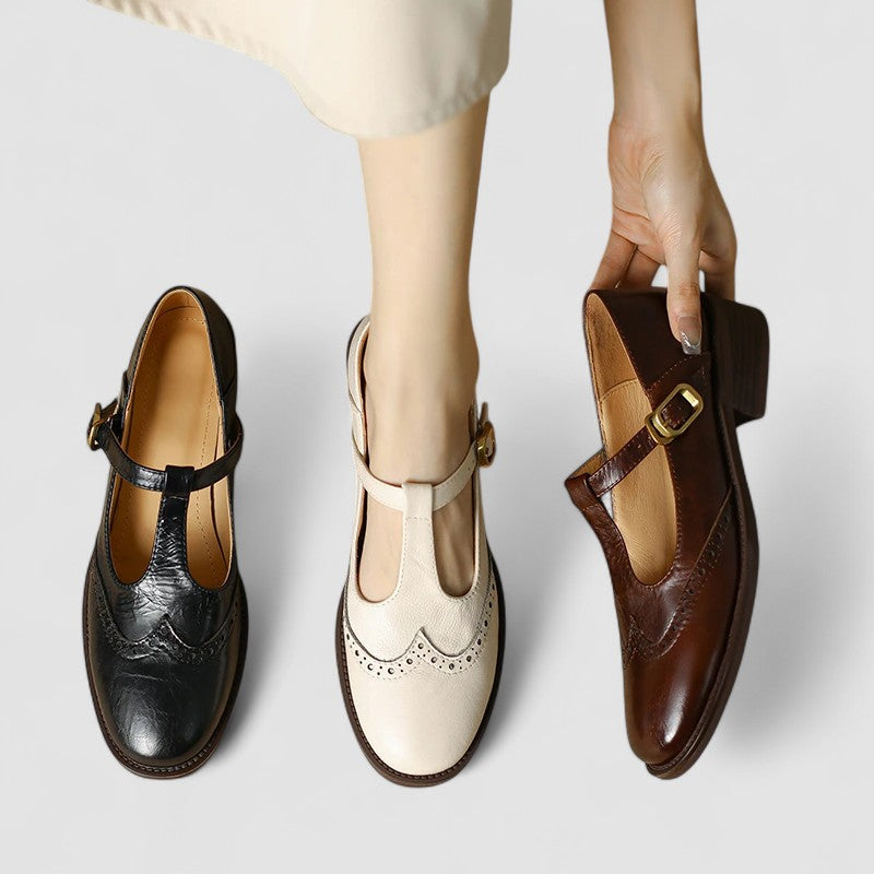 Olyssiah | Women's T-Bar Mary Jane Shoes, Low Block Heel Cushioned Comfort Shoes