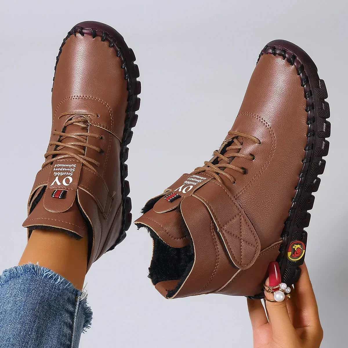 Vexia | Women's Fleece-Lined Winter Boots, Round Toe Soft Sole Boots for Casual Wear