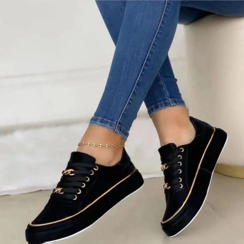 Charlie | Women's Sleek Comfort Shoes, Cushioned Gold Detail Everyday Walking Shoes