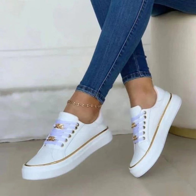 Charlie | Women's Sleek Comfort Shoes, Cushioned Gold Detail Everyday Walking Shoes