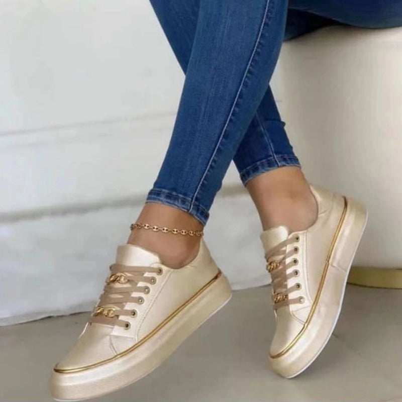 Charlie | Women's Sleek Comfort Shoes, Cushioned Gold Detail Everyday Walking Shoes