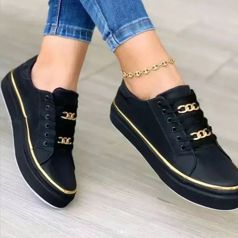 Charlie | Women's Sleek Comfort Shoes, Cushioned Gold Detail Everyday Walking Shoes