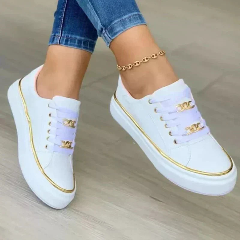 Charlie | Women's Sleek Comfort Shoes, Cushioned Gold Detail Everyday Walking Shoes
