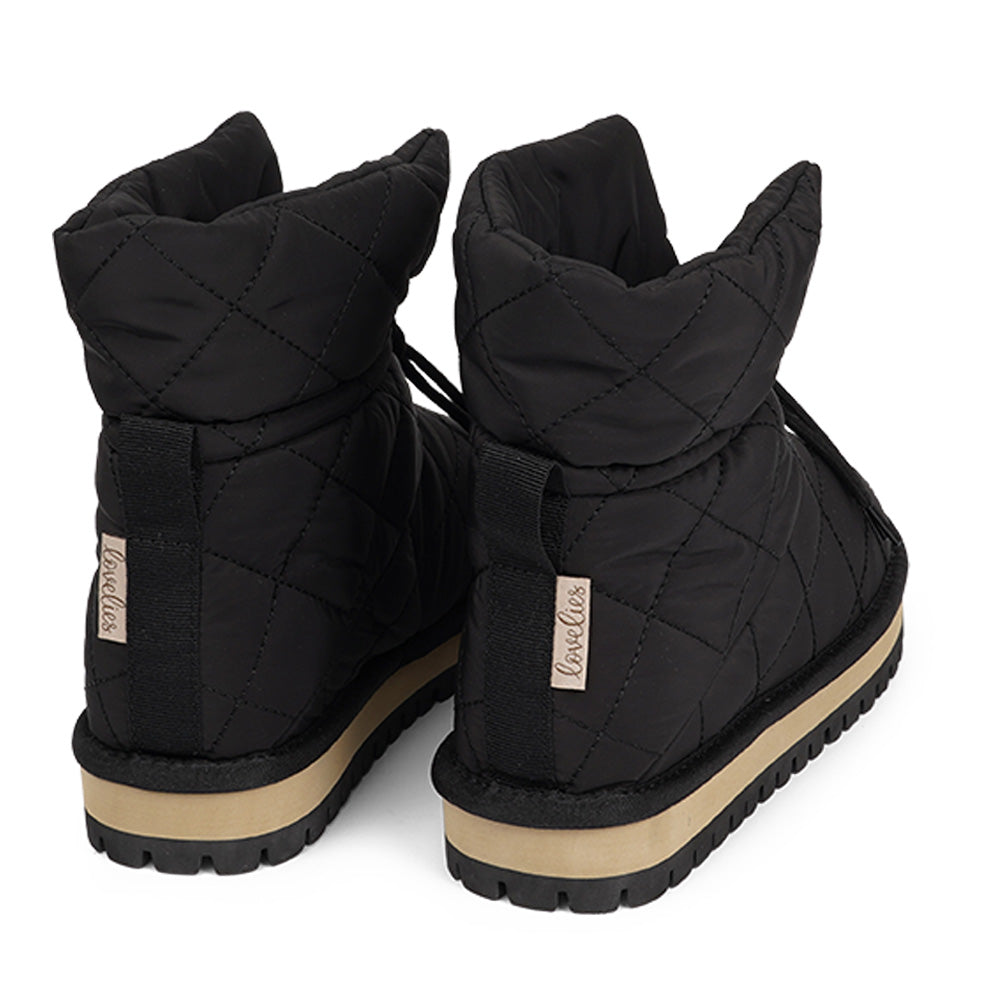 Tofana | Women's Quilted Nylon Winter Ankle Boots, Shearling Lined Slip-Resistant Boots