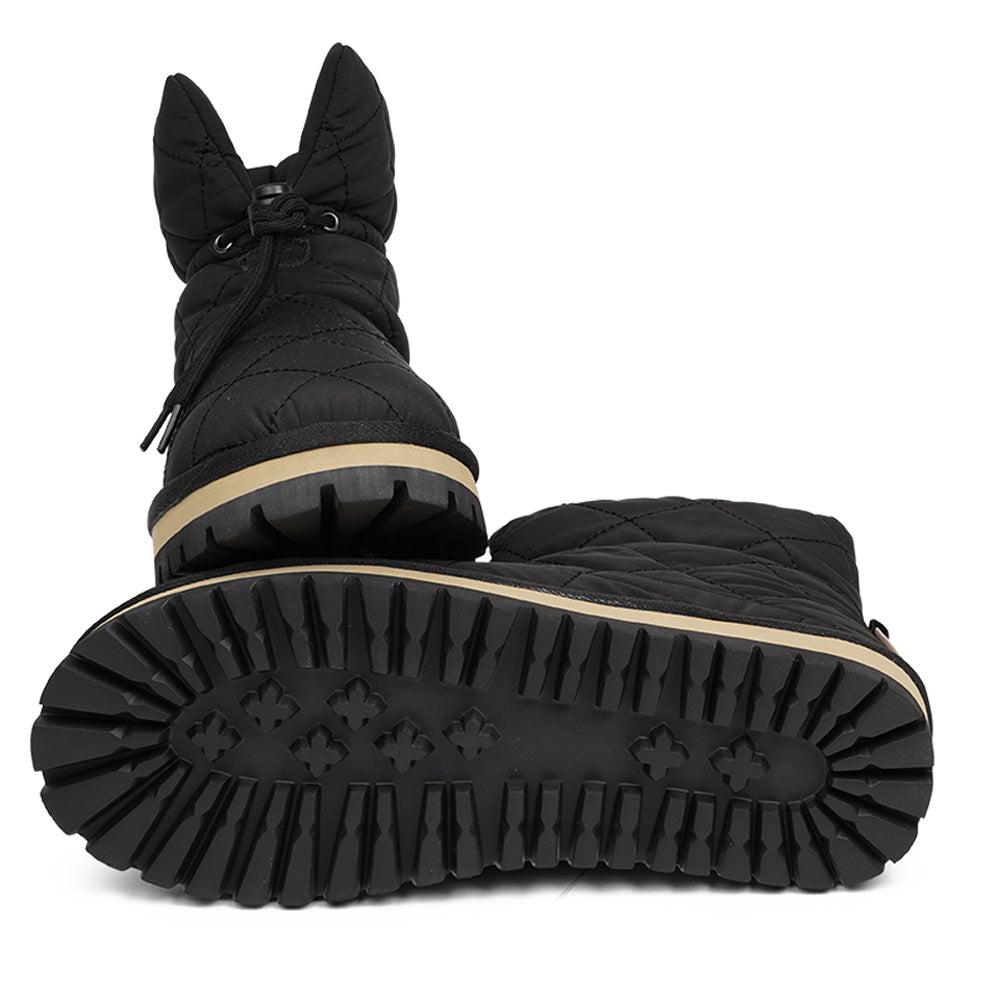 Tofana | Women's Quilted Nylon Winter Ankle Boots, Shearling Lined Slip-Resistant Boots