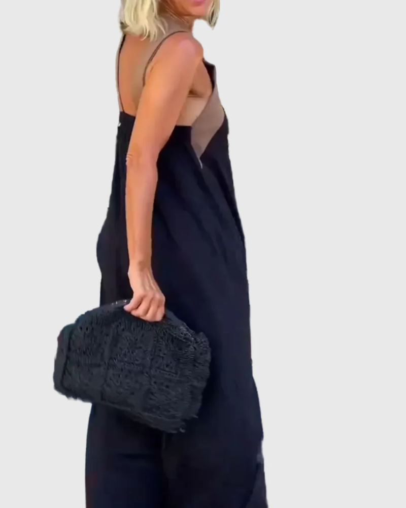 Elena | Women's Cross-Neck Maxi Dress, Flowing Long Dress for Dinners and Celebrations
