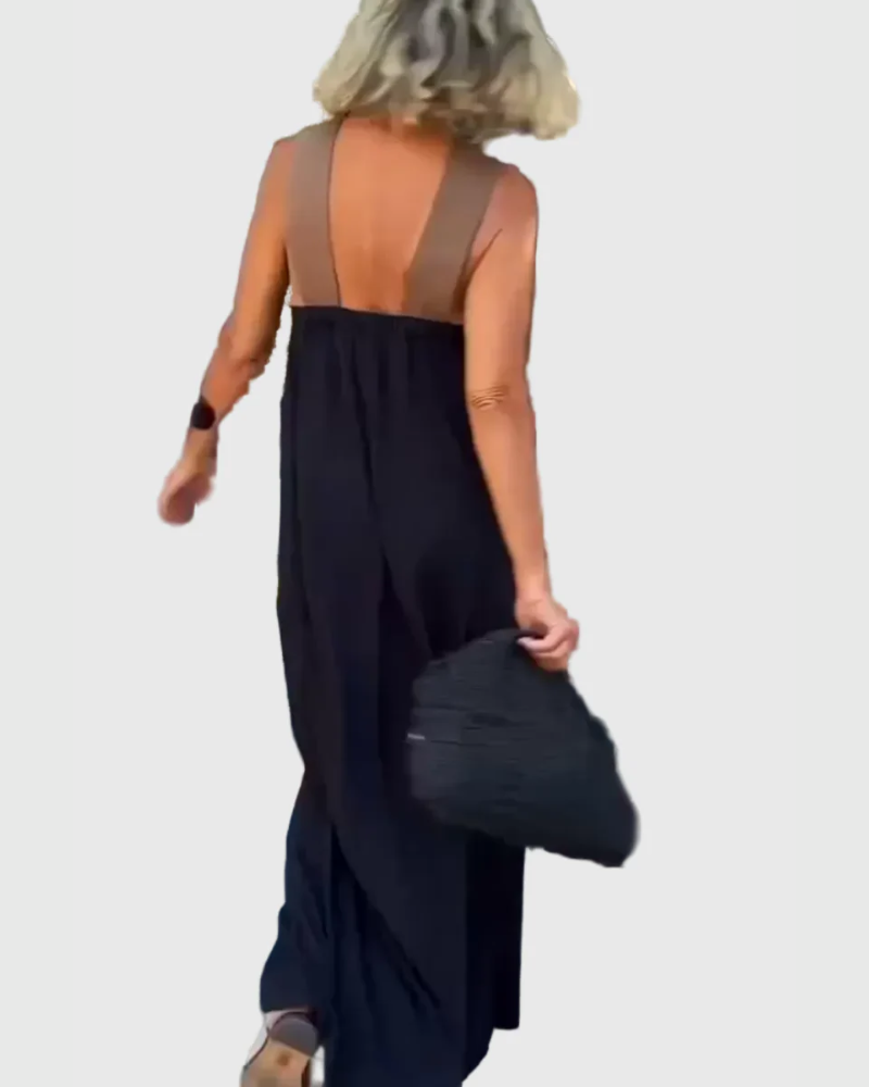 Elena | Women's Cross-Neck Maxi Dress, Flowing Long Dress for Dinners and Celebrations