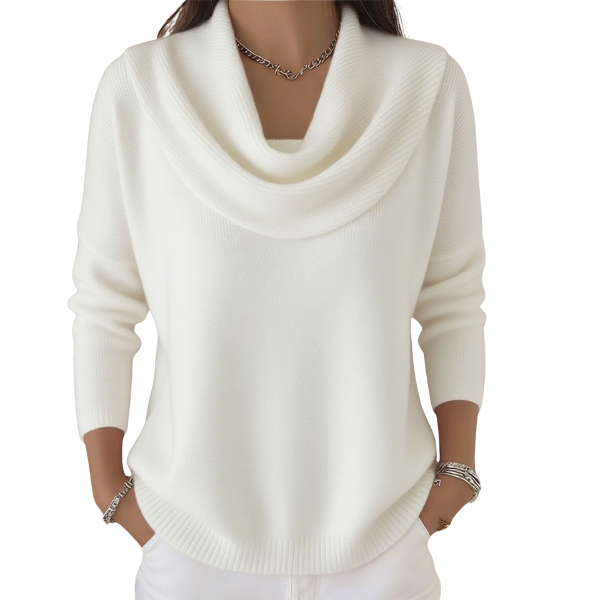 Vionne | Women's Waterfall Neck Wool Blend Sweater, Soft Knit Casual Sweater