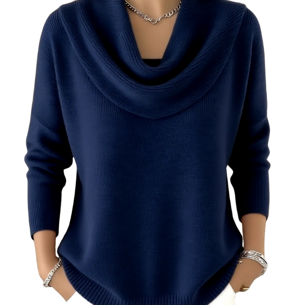 Vionne | Women's Waterfall Neck Wool Blend Sweater, Soft Knit Casual Sweater