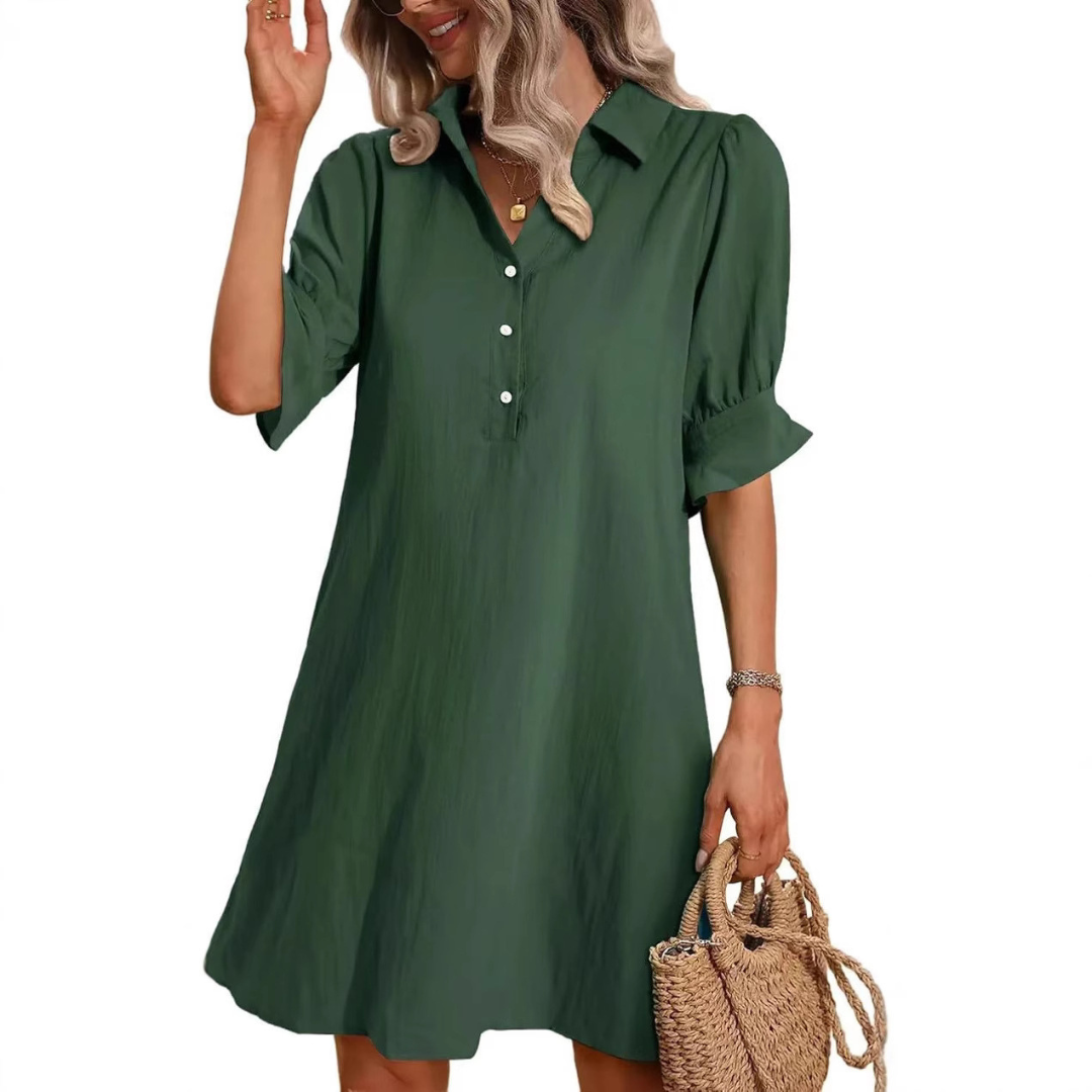 Franchesca | Women's Button-Down Shirt Dress, Relaxed Casual Dress for Everyday