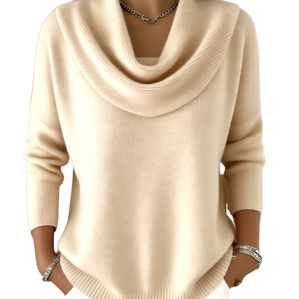 Vionne | Women's Waterfall Neck Wool Blend Sweater, Soft Knit Casual Sweater