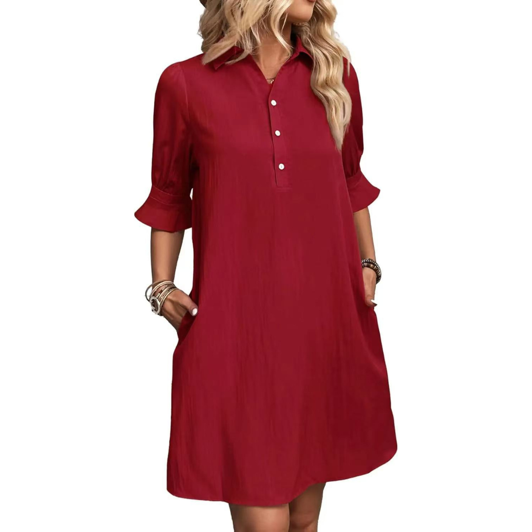 Franchesca | Women's Button-Down Shirt Dress, Relaxed Casual Dress for Everyday