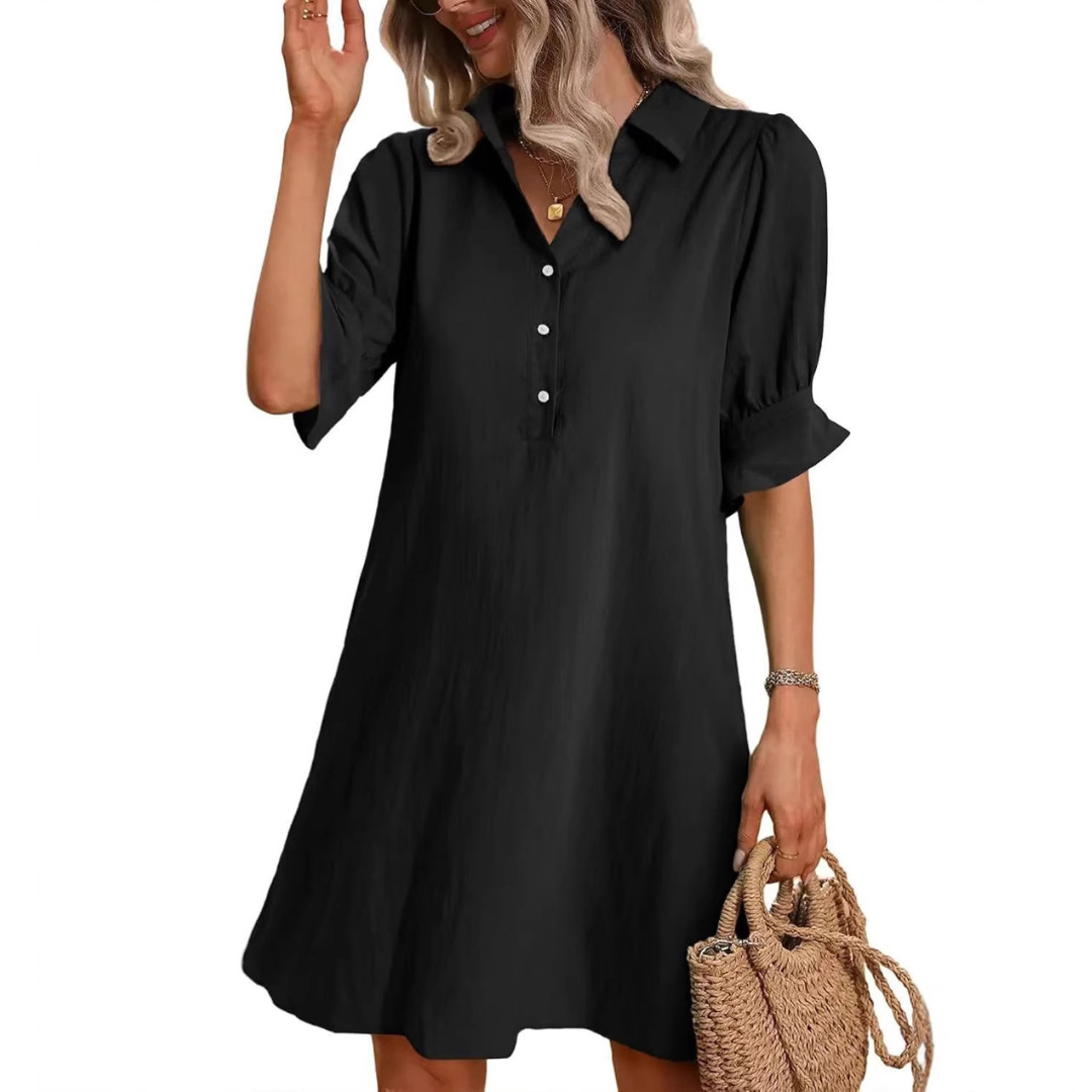 Franchesca | Women's Button-Down Shirt Dress, Relaxed Casual Dress for Everyday