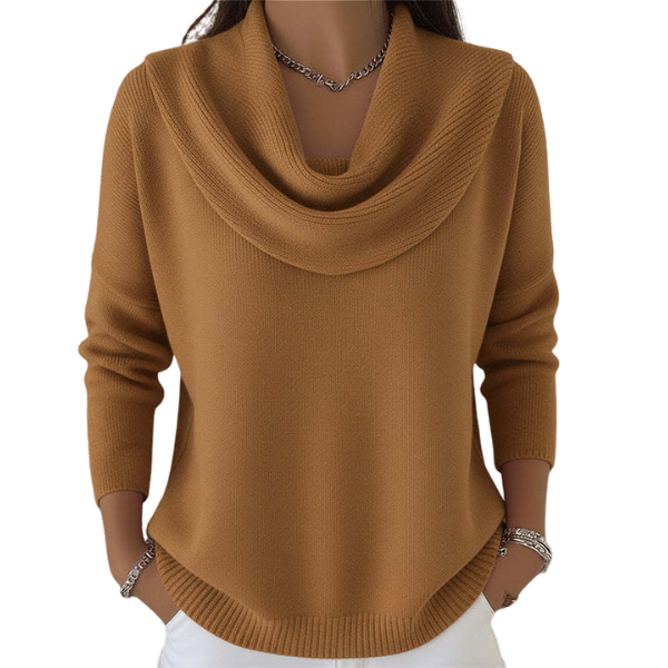 Vionne | Women's Waterfall Neck Wool Blend Sweater, Soft Knit Casual Sweater