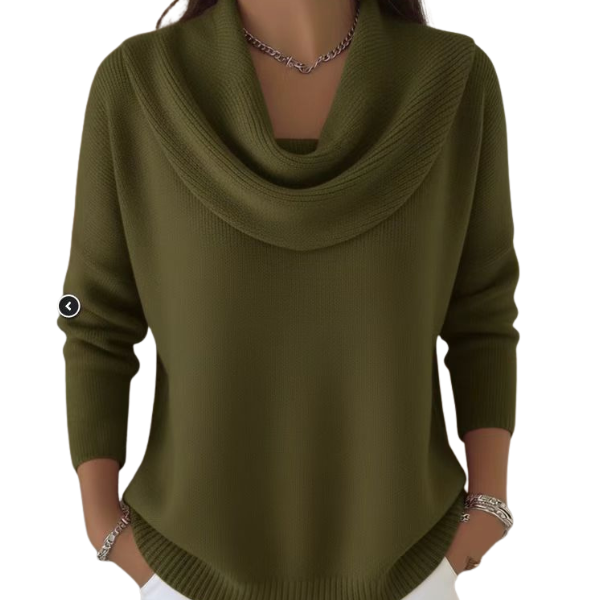 Vionne | Women's Waterfall Neck Wool Blend Sweater, Soft Knit Casual Sweater