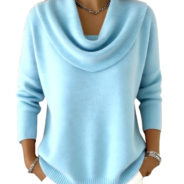 Vionne | Women's Waterfall Neck Wool Blend Sweater, Soft Knit Casual Sweater