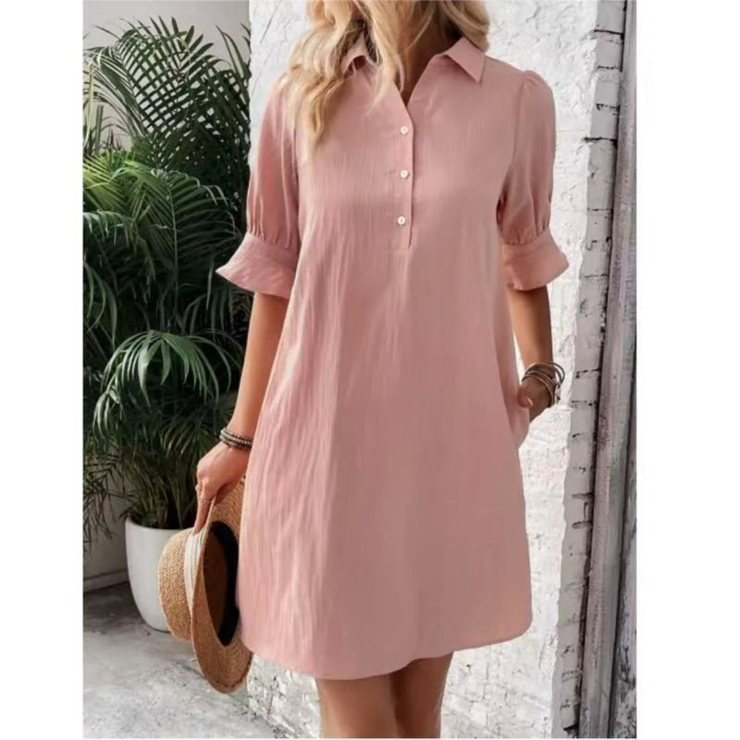 Franchesca | Women's Button-Down Shirt Dress, Relaxed Casual Dress for Everyday