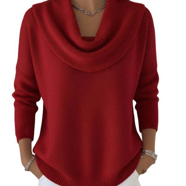 Vionne | Women's Waterfall Neck Wool Blend Sweater, Soft Knit Casual Sweater