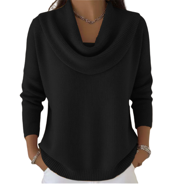 Vionne | Women's Waterfall Neck Wool Blend Sweater, Soft Knit Casual Sweater