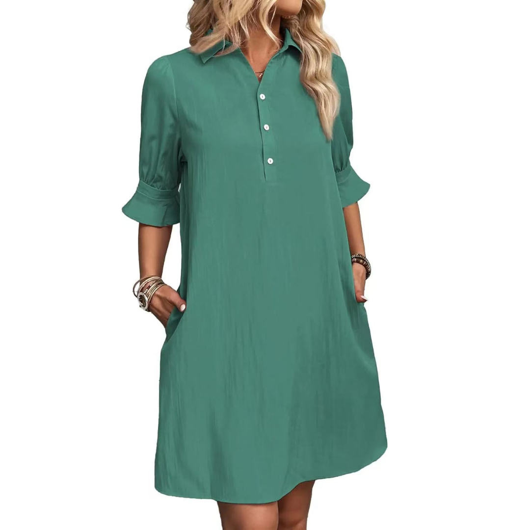 Franchesca | Women's Button-Down Shirt Dress, Relaxed Casual Dress for Everyday