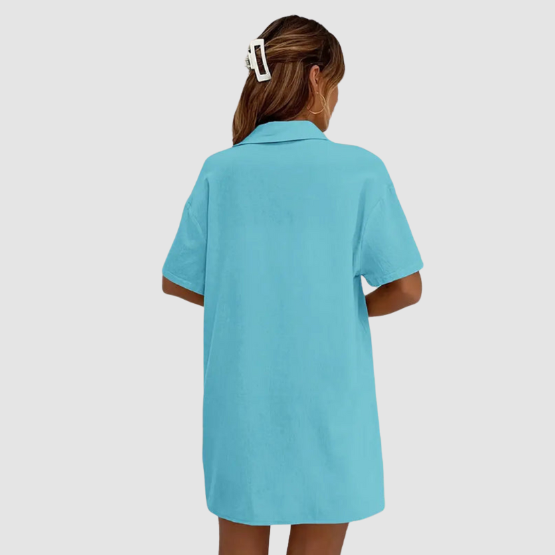 Frances | Women's Two-Piece Summer Set, Short-Sleeve Button-Up Top and Shorts