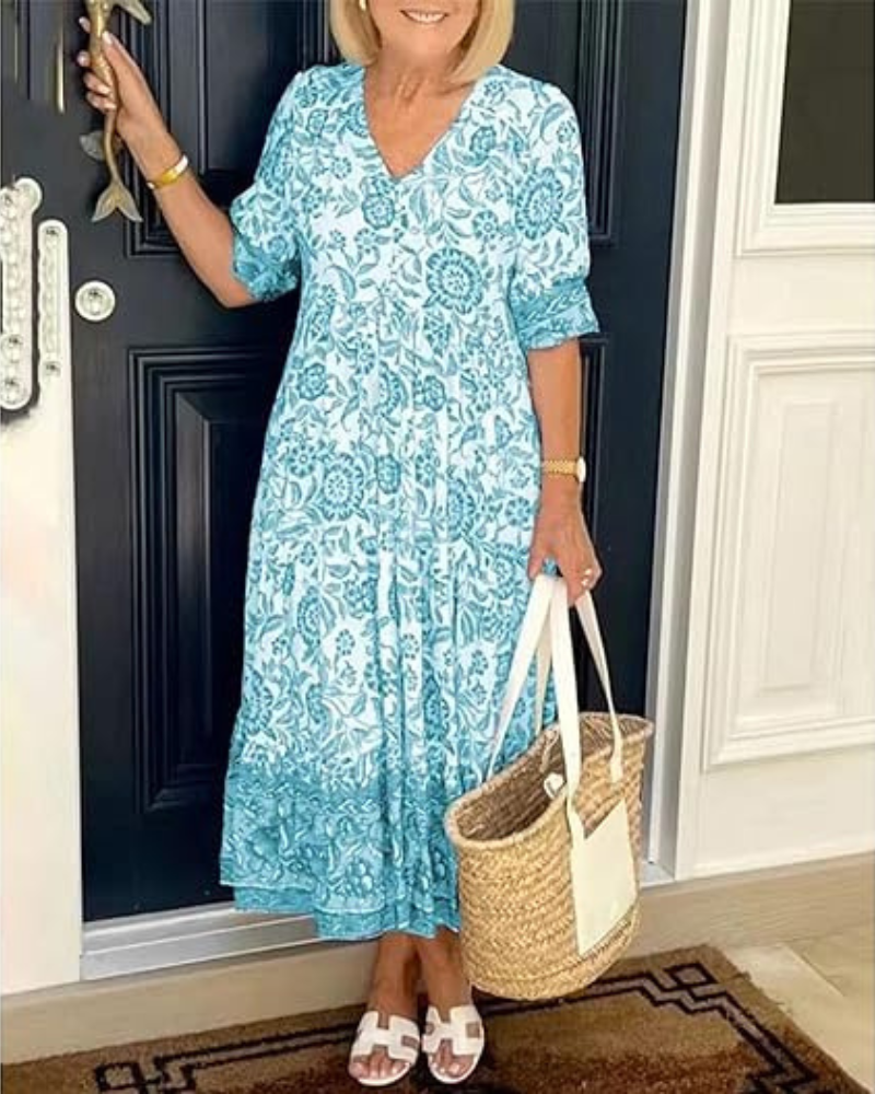 Radiance | Women's Bohemian Maxi Dress, Relaxed Slip-On Summer Dress for Everyday Wear