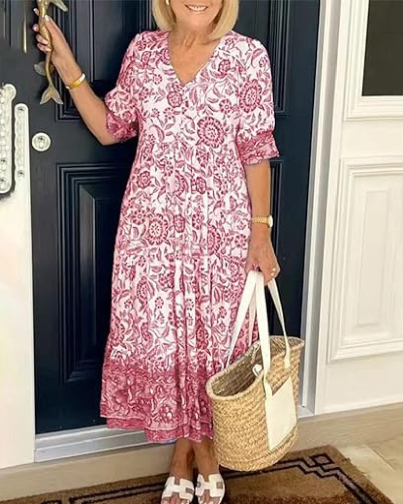 Radiance | Women's Bohemian Maxi Dress, Relaxed Slip-On Summer Dress for Everyday Wear