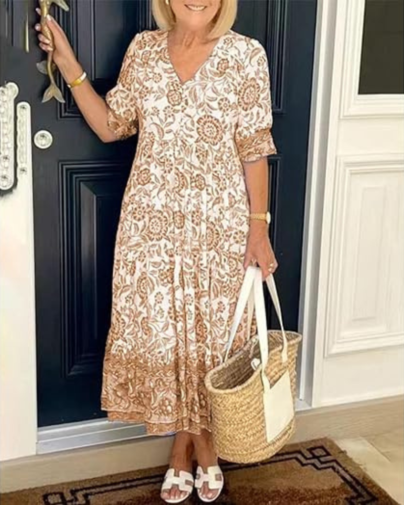 Radiance | Women's Bohemian Maxi Dress, Relaxed Slip-On Summer Dress for Everyday Wear