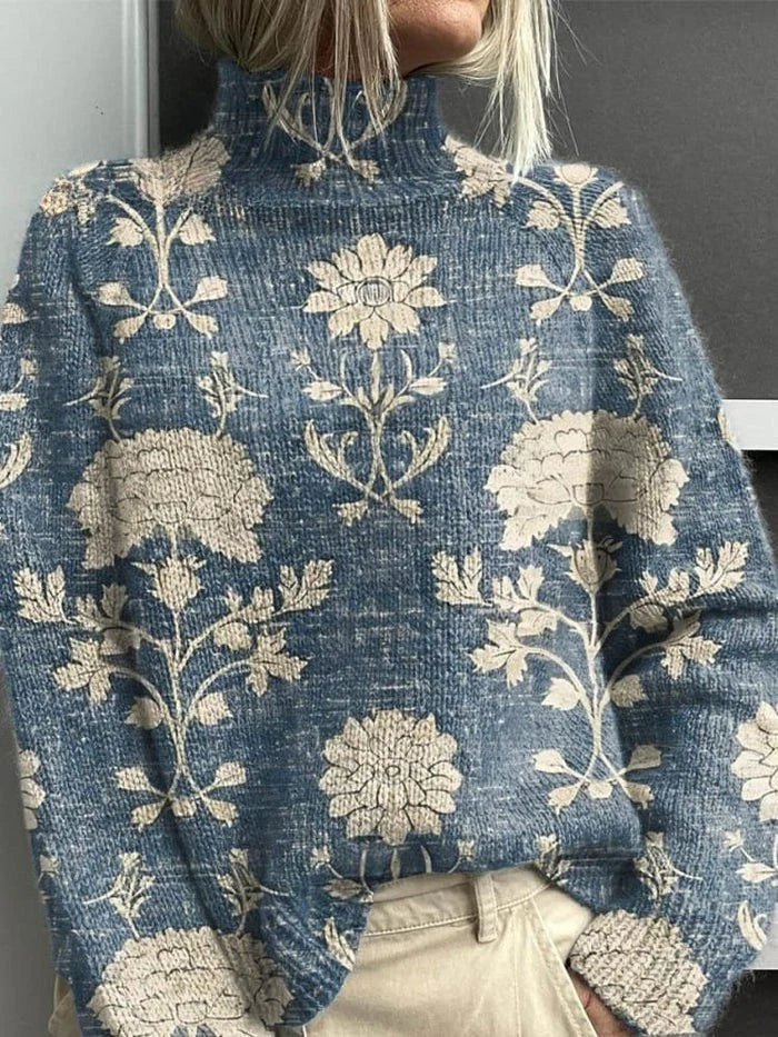 Els | Women's Ribbed Trim Turtleneck Sweater, Soft Knit Warm Winter Pullover