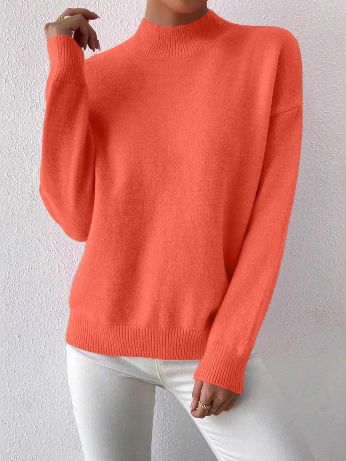 Mia | Women's High Collar Knit Sweater, Warm Straight Cut Everyday Sweater
