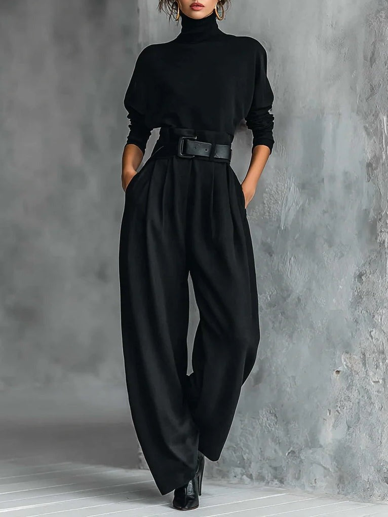 Jessica | Women's Turtleneck Two-Piece Set, Straight-Leg Tailored Trousers Outfit