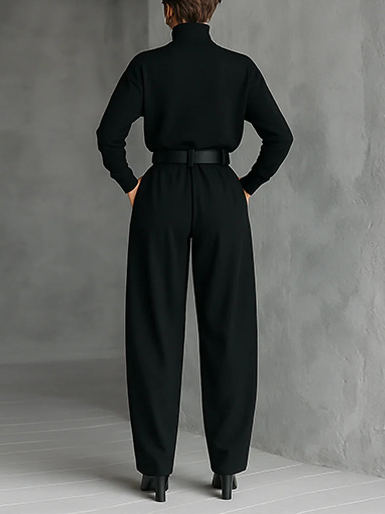 Jessica | Women's Turtleneck Two-Piece Set, Straight-Leg Tailored Trousers Outfit