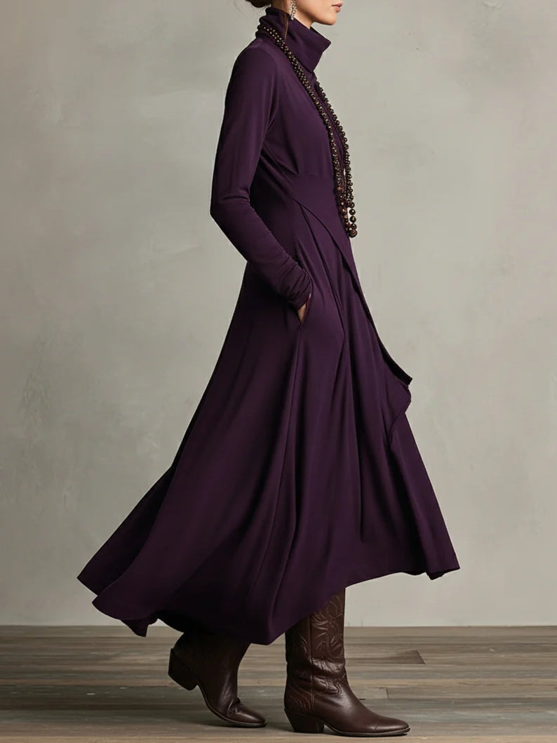 Keirae | Women's High-Neck Maxi Dress, Flowing Layered Dress for Everyday Elegance
