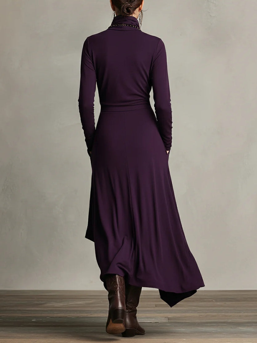 Keirae | Women's High-Neck Maxi Dress, Flowing Layered Dress for Everyday Elegance