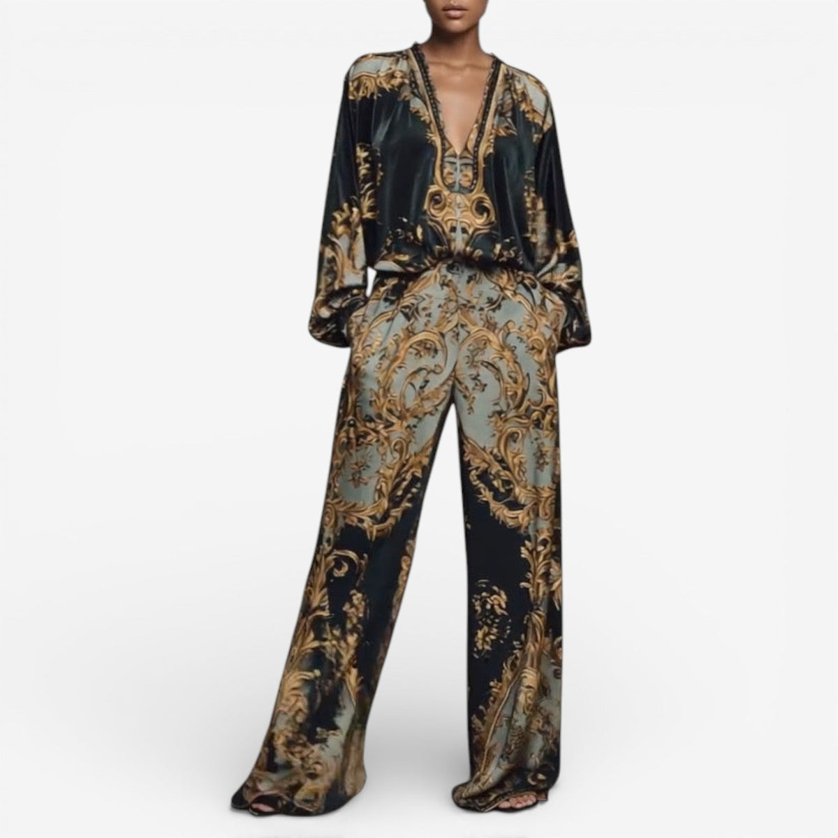 Maureen | Women's Printed Two-Piece Set, Flowing Co-Ord Outfit for Day to Evening