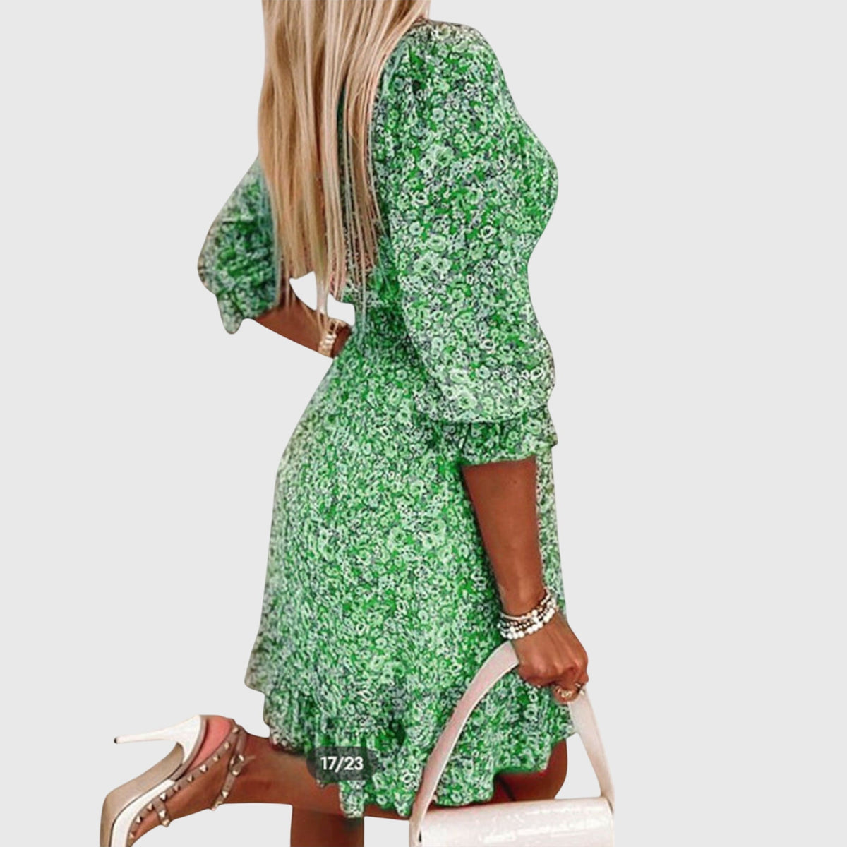 Elisa | Women's Floral Puff Sleeve Mini Dress, Lightweight Summer Dress