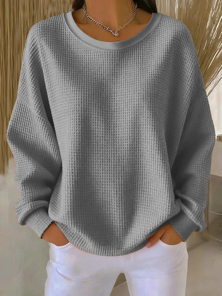 Elora | Women's Textured Knit Sweater, Soft Relaxed Fit Casual Pullover