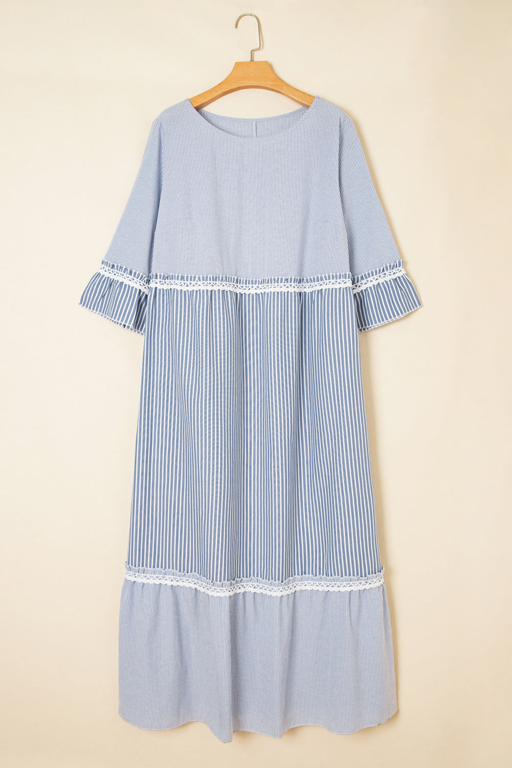 Skyline | Women's Striped Cotton Blend Maxi Dress, Plus Size Relaxed Fit Dress