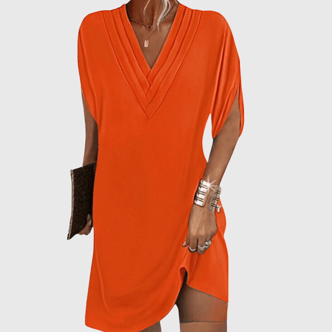 Anita | Women's V-Neck Mini Dress, Flowy Tummy-Hiding Casual Dress