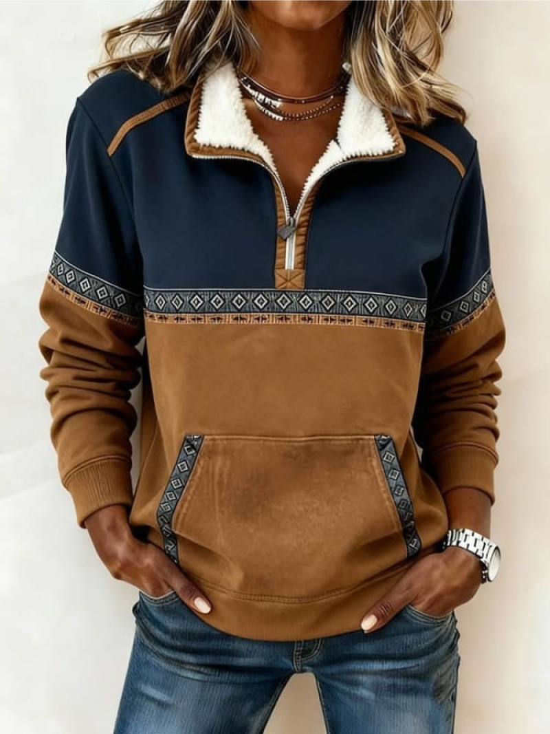 Zyrel | Women's Half-Zip Sweater, Long Sleeve Soft Pullover for Autumn and Winter