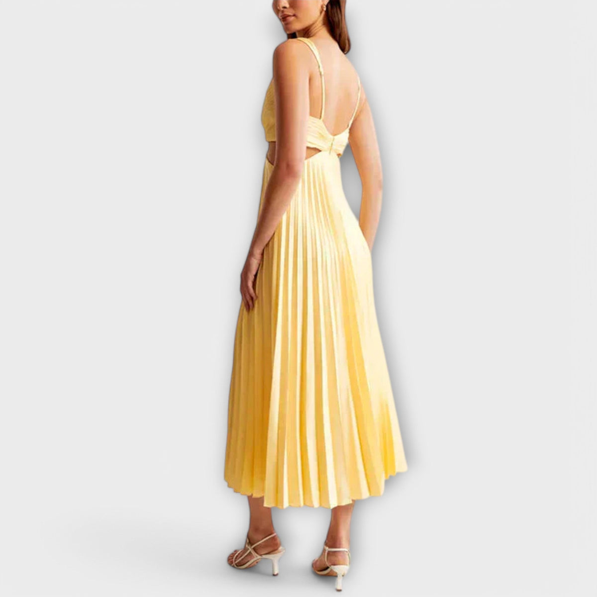 Women's Pleated Midi Evening Dress, Formal Wedding Guest Dress