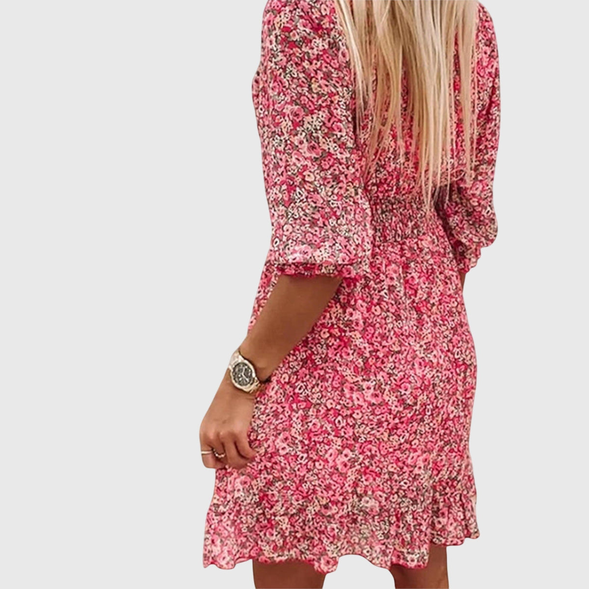 Elisa | Women's Floral Puff Sleeve Mini Dress, Lightweight Summer Dress