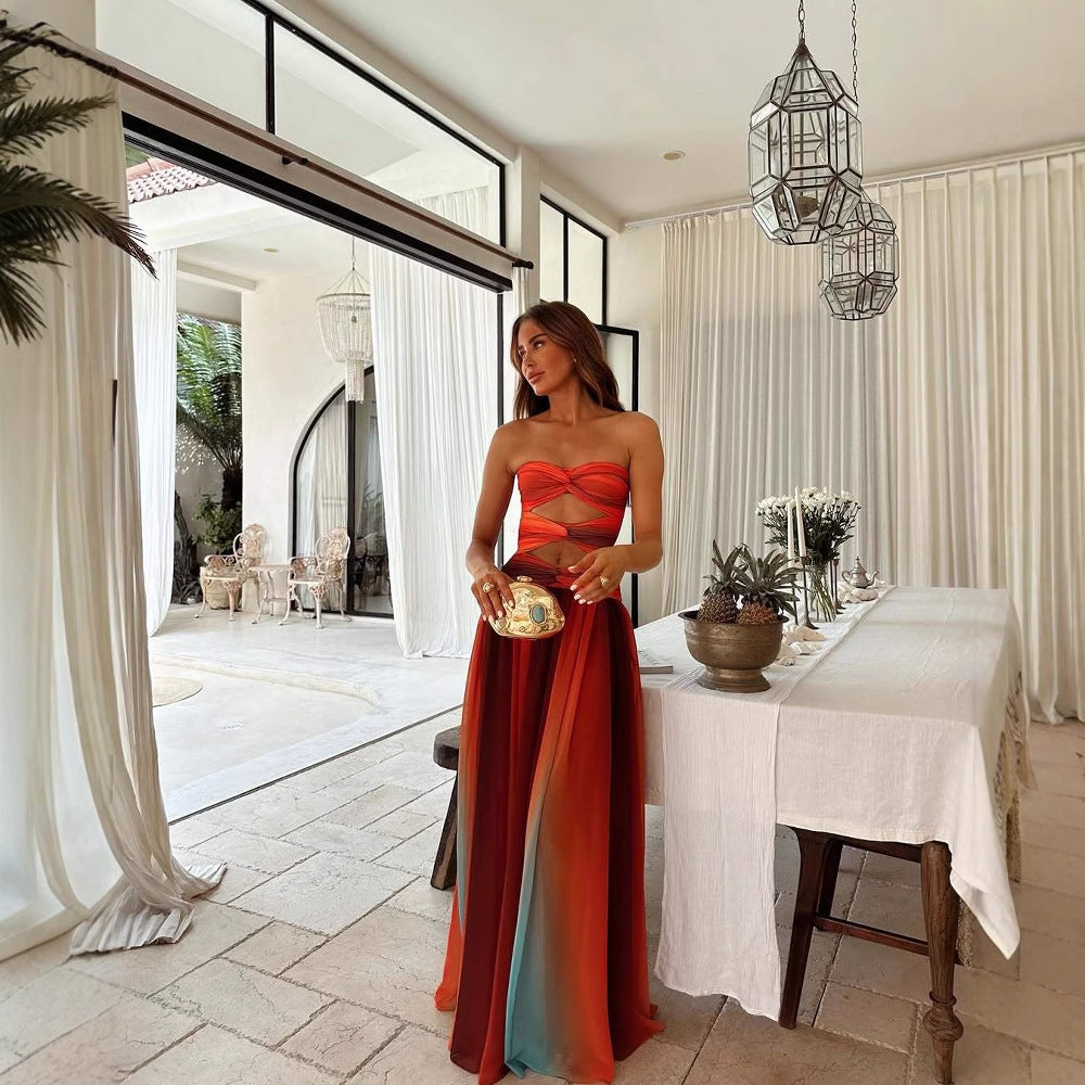 Alina | Women's Strapless Sweetheart Maxi Dress, Ombre Evening Gown for Galas