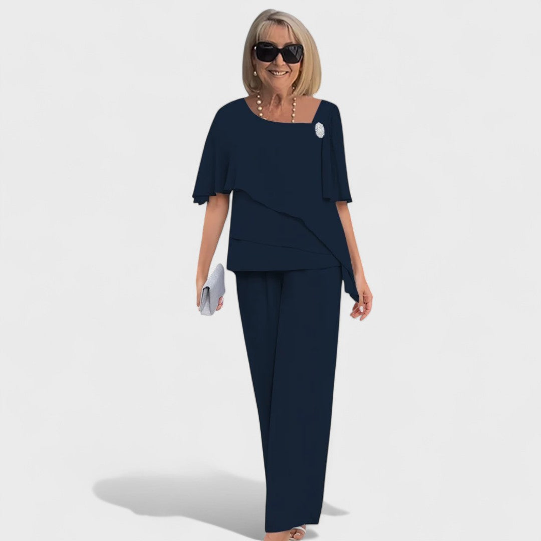 Wynonna | Women's Layered Two-Piece Set, Top and Wide-Leg Trousers for Parties