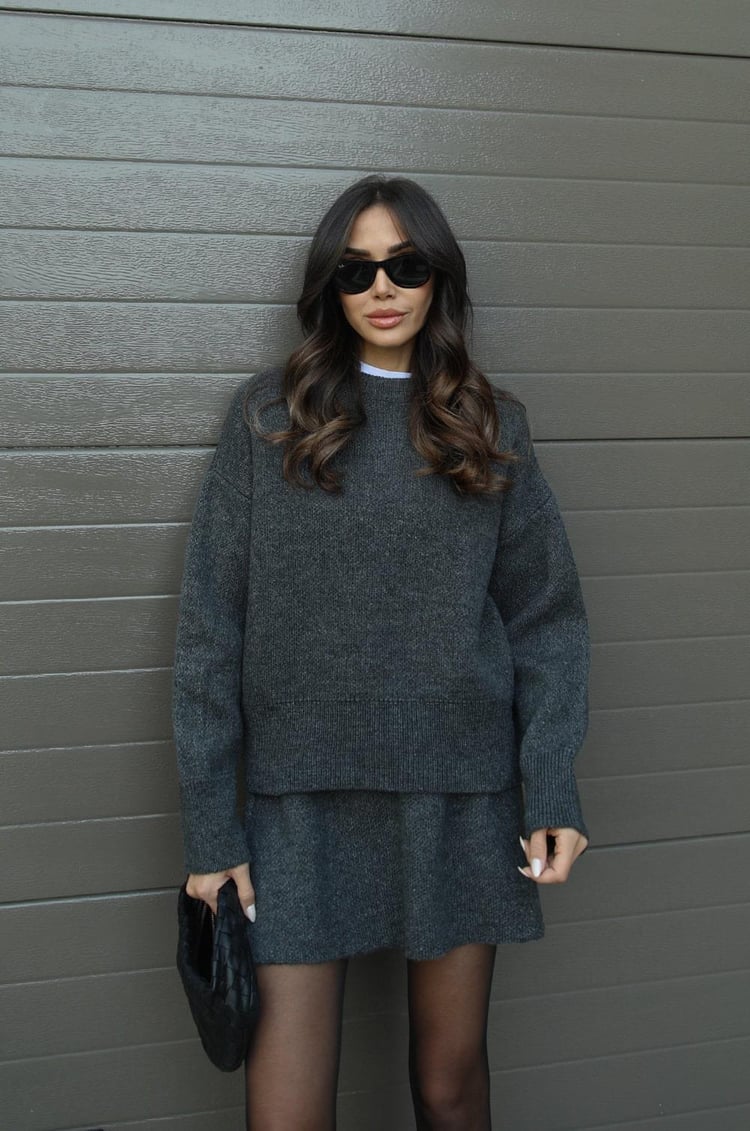 Esme | Women's Knit Sweater and Skirt Two-Piece Set, Soft Relaxed Fit Matching Set